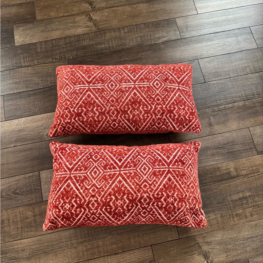 Red Geometric Pattern Throw Pillows